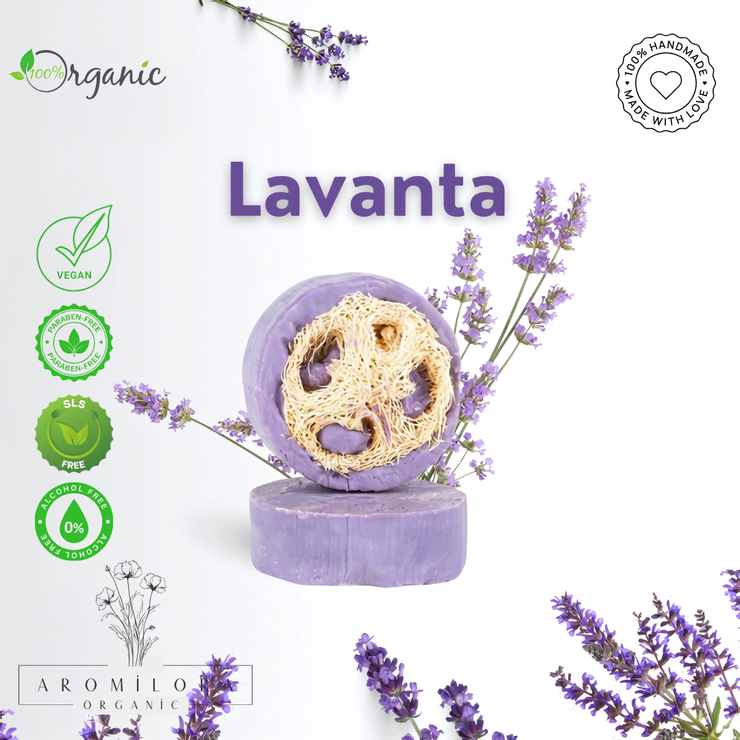 Aromilora - 5’li 1 KG Lifli Doğal Lavanta Parçacıklı Sabun