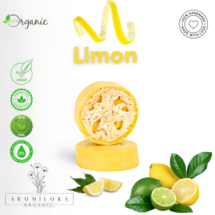 Aromilora - 5`li 1 KG Lifli Organik Limon Sabunu